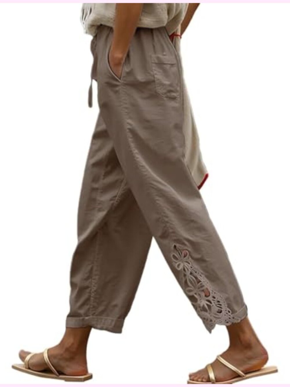 Drawstring Elastic Waist Pants with Pockets Wide Leg Casual
